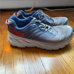 Hoka Athletic Shoes - Blue and Gray with Orange Accents